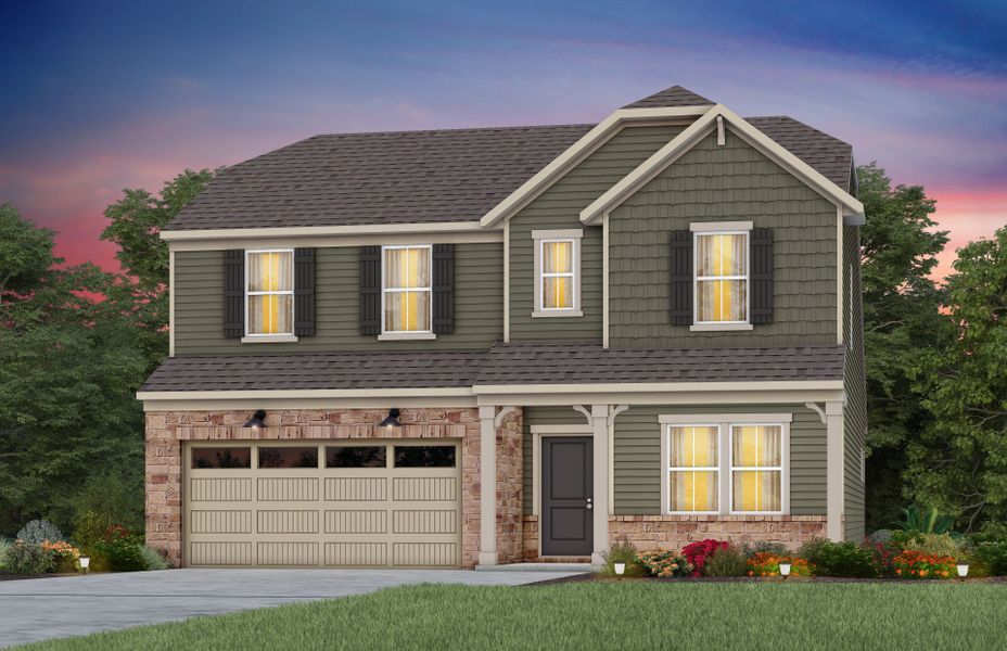 Representative exterior photo of a completed home built from the Kirby by Pulte Homes in The Retreat at Carolina Ridge, Harrisburg, NC (Image 15).