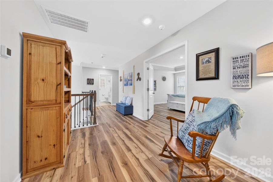 The loft keeps the rooms connected,but provides privacy in between.