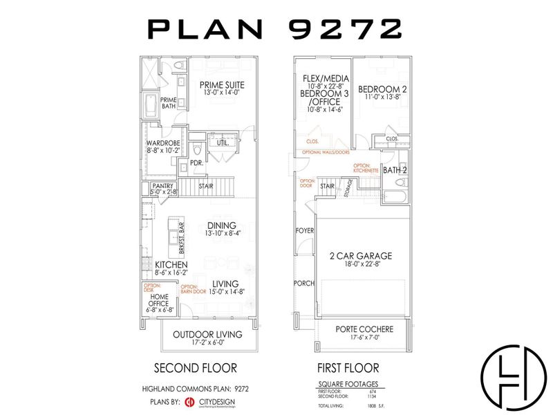2D floor plan layout of this home in Highland Commons, Houston, TX (Image 3).