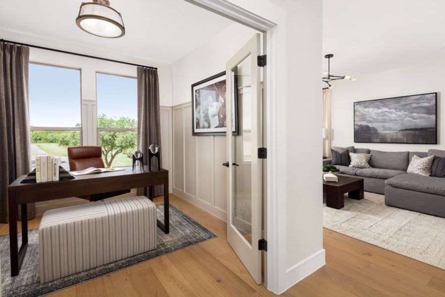 Furnished interior view inside a new home in Linkside Las Colinas, Irving (Image 9).
