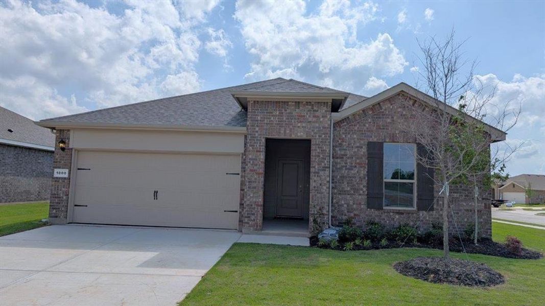 Front Elevation - D.R. Horton's Kennedy Floorplan Elevation A - All Home and community information, including pricing, included features, terms, availability and amenities, are subject to change at any time without notice or obligation. All Drawings, pictures, photographs, video, square footages, floor plans, elevations, features, colors and sizes are approximate for illustration purposes only and will vary from the homes as built.