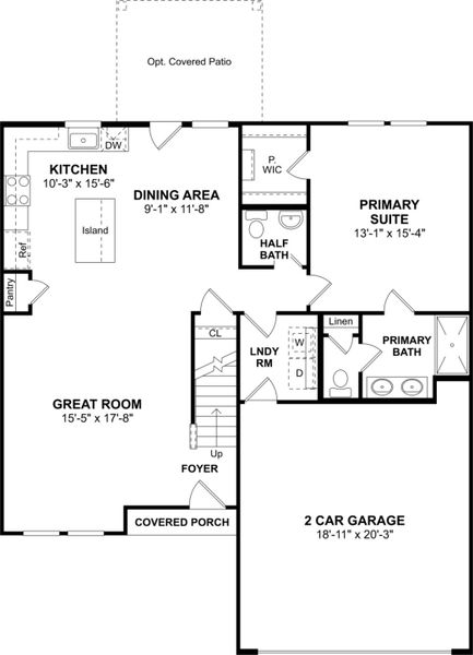 2D floor plan layout for the Honeysuckle II by K. Hovnanian® Homes in Aspire at River Ranch Trails, Dayton, TX (Image 3). 2D floor plan layout for the Honeysuckle II by K. Hovnanian® Homes in Aspire at River Ranch Trails, Dayton, TX (Image 3).