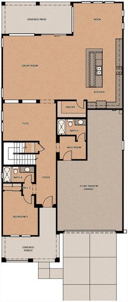 2D floor plan layout for the Granite Peak by Fulton Homes in Ridgeline at Acclaim, Avondale, AZ (Image 3).