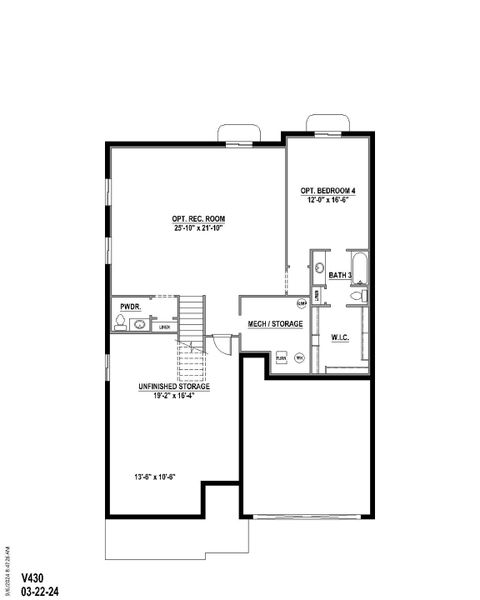 Plan V430 BASE REC BED