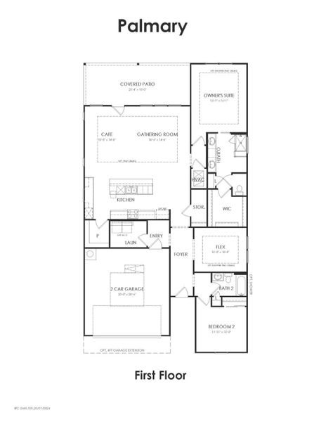 2D floor plan layout for the Palmary by Del Webb in Del Webb Bridgeland, Cypress, TX (Image 4).