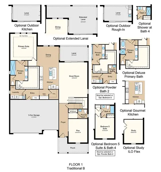2D floor plan layout of this home in Esplanade at McKinnon Groves, Winter Garden, FL (Image 3).