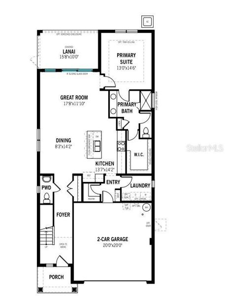 2D floor plan layout of this home in Sanderling, Palmetto, FL (Image 4).