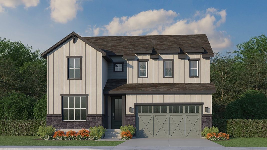 Plan C427 Elevation C with Manufactured Stone