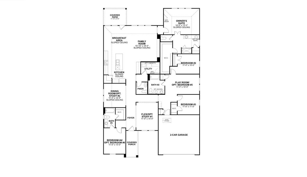 2D floor plan layout for the Highlander X Dc by M/I Homes in Berryknoll, Montgomery, TX (Image 3).