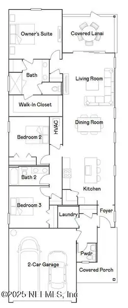 2D floor plan layout of this home in Granary Park, Green Cove Springs, FL (Image 2).