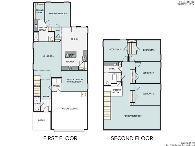 2D floor plan layout of this home in Hunters Ranch, San Antonio, TX (Image 6).