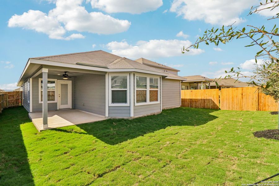 Exterior details and patio area of a home in Estancia Ranch - Premier Series, San Antonio (Image 21).