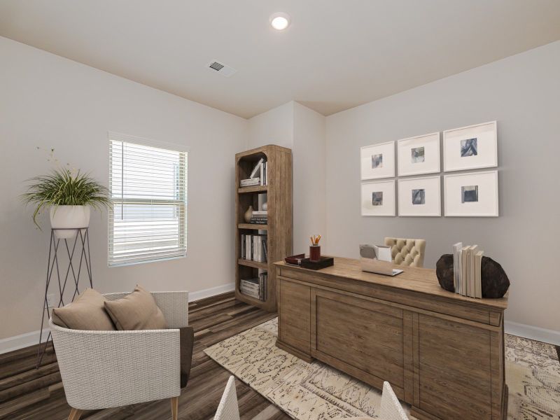 Use the flex space downstairs as an office.