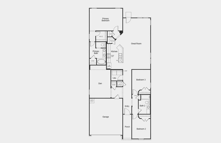 2D floor plan layout for the Plan 1888 by KB Home in Legend Heights - Sterling Collection, New Braunfels, TX (Image 3). 2D floor plan layout for the Plan 1888 by KB Home in Legend Heights - Sterling Collection, New Braunfels, TX (Image 3).