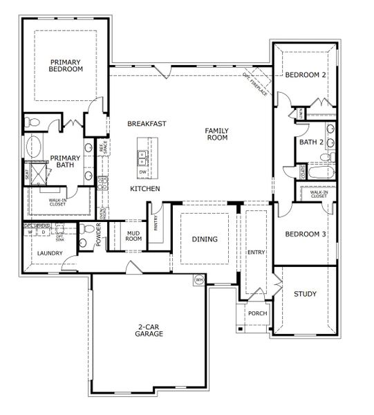 2D floor plan layout for the Concept 2555 by Landsea Homes in Massey Meadows, Midlothian, TX (Image 4).