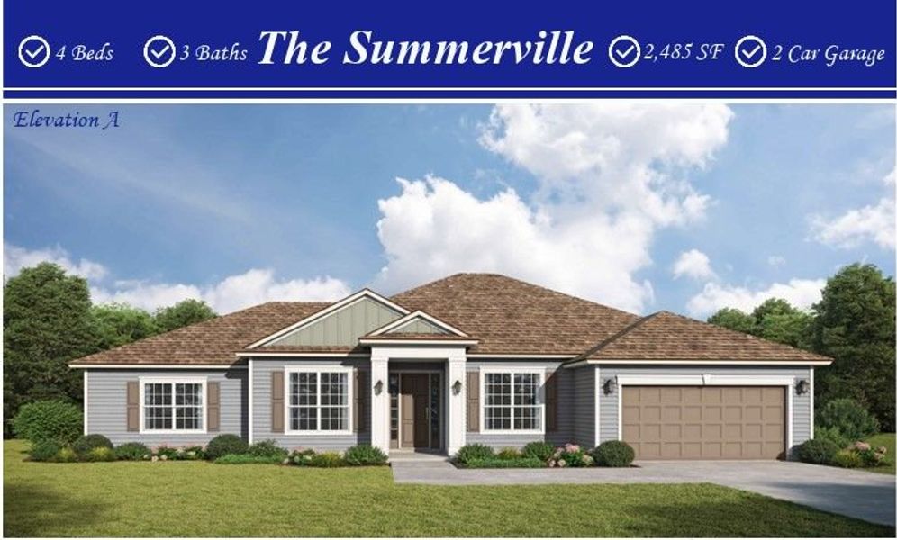 Representative exterior photo of a completed home built from the Summerville by SEDA New Homes in Katie Cove, Jacksonville, FL (Image 1).