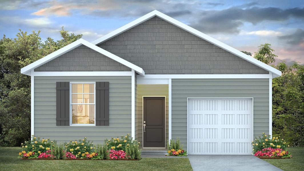Front exterior of a new home in Hunter's Branch, Hopkins, SC, highlighting curb appeal (Image 1). Front exterior of a new home in Hunter's Branch, Hopkins, SC, highlighting curb appeal (Image 1).