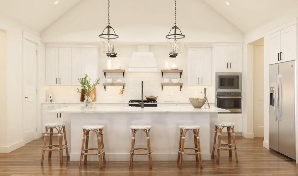 Kitchen with pendant lighting