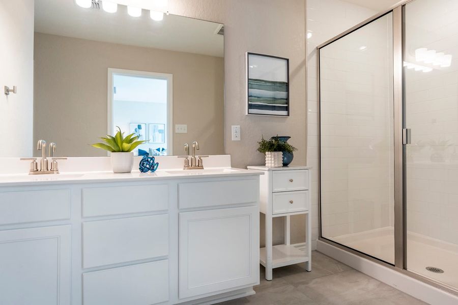 42-in. shower with tile surround at primary bath