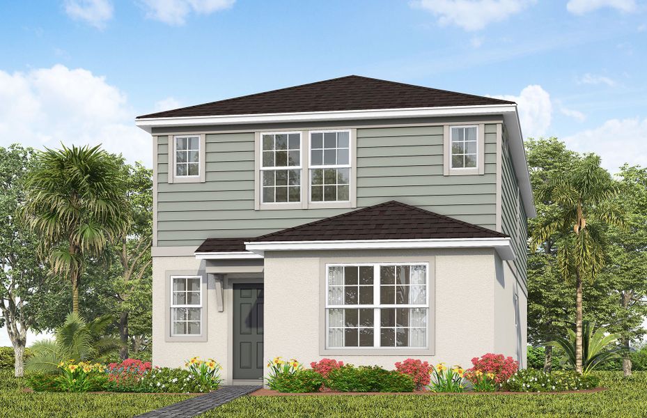 Representative exterior photo of a completed home built from the Caden by Pulte Homes in Lakehaven Estates, Clermont, FL (Image 2). Representative exterior photo of a completed home built from the Caden by Pulte Homes in Lakehaven Estates, Clermont, FL (Image 2).