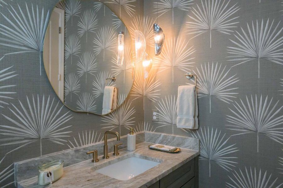Powder Room with Custom Lighting