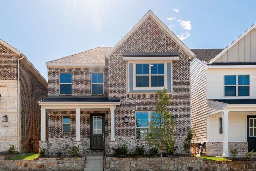 Front exterior of a new home in Bayside, Rowlett, TX, highlighting curb appeal (Image 22).