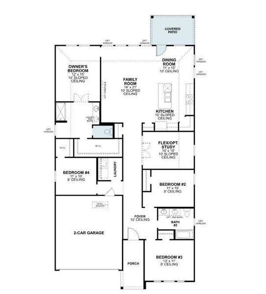 2D floor plan layout of this home in Hunters Ridge, Crowley, TX (Image 3).