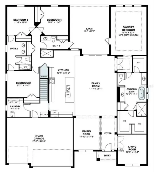 2D floor plan layout of this home in Ravencliffe, Oviedo, FL (Image 2). 2D floor plan layout of this home in Ravencliffe, Oviedo, FL (Image 2).
