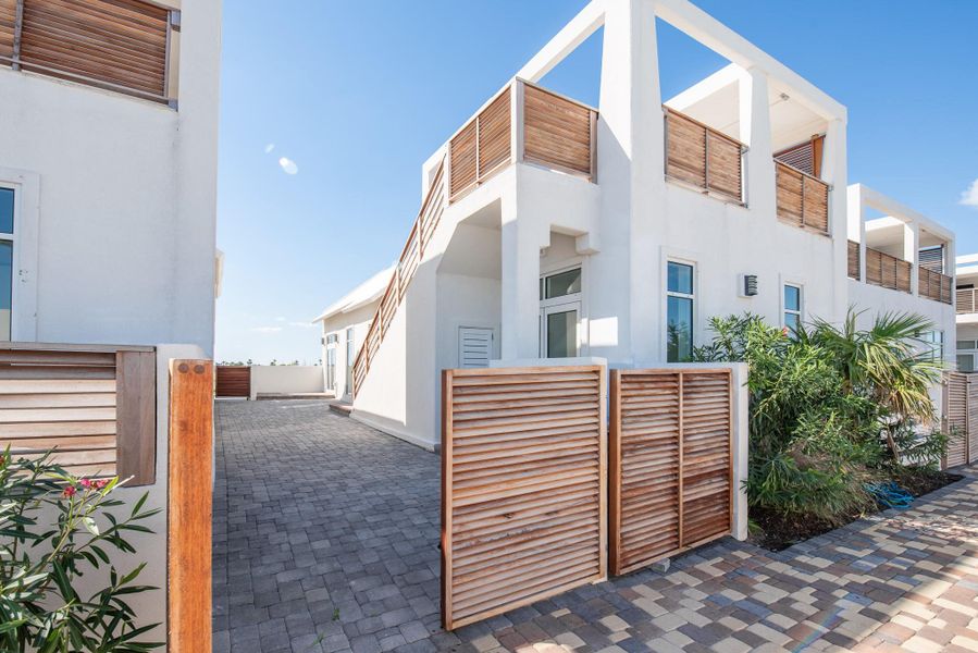 Exterior details and patio area of a home in , Port Aransas (Image 19).