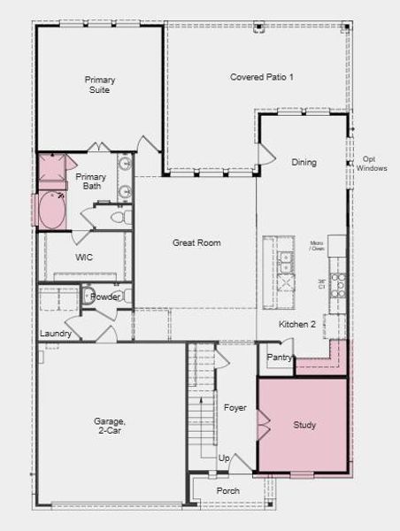 Additional Highlights Include: Gourmet kitchen, slide-in tub at primary bath, study in place of formal dining, windows at casual dining, exterior gas line, pre-plumb for future water softener at garage, standard railings in place of half walls, and pendant lights over kitchen island. Additional Highlights Include: Gourmet kitchen, slide-in tub at primary bath, study in place of formal dining, windows at casual dining, exterior gas line, pre-plumb for future water softener at garage, standard railings in place of half walls, and pendant lights over kitchen island.