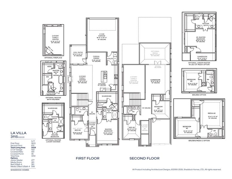 2D floor plan layout for the La Villa - SH 3115 by Shaddock Homes in Light Farms Brenham - 40' Lots, Celina, TX (Image 3). 2D floor plan layout for the La Villa - SH 3115 by Shaddock Homes in Light Farms Brenham - 40' Lots, Celina, TX (Image 3).
