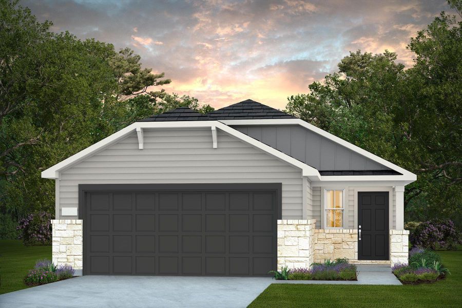 Front exterior of a new home in Montgomery Bend, Montgomery, TX, highlighting curb appeal (Image 4).