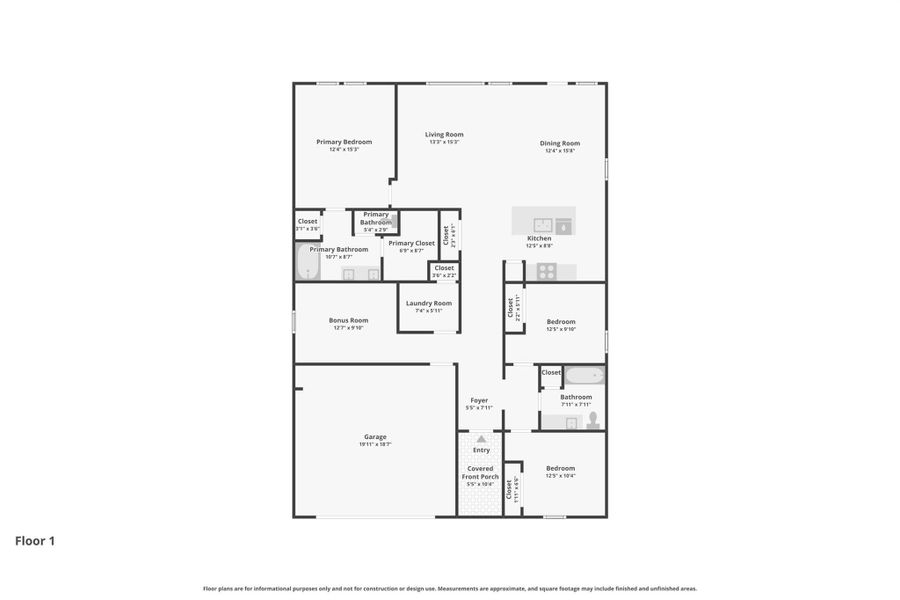 This floor plan features 3 bedrooms, 2 full baths, and over 1,600 square feet of living space