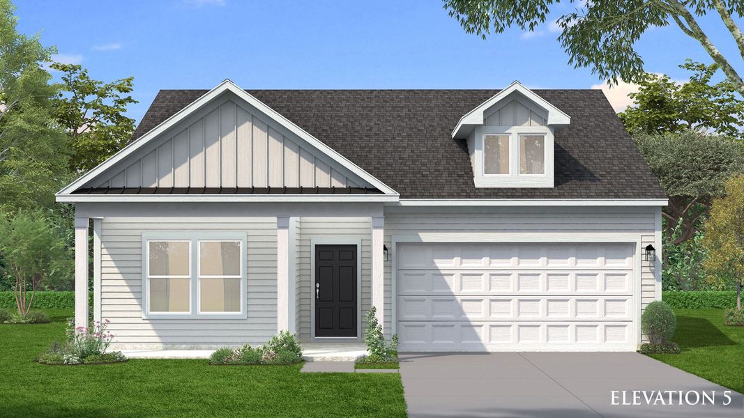 Representative exterior photo of a completed home built from the Easton III by DRB Homes in Bluffs at Sun Colony, Longs, SC (Image 23).