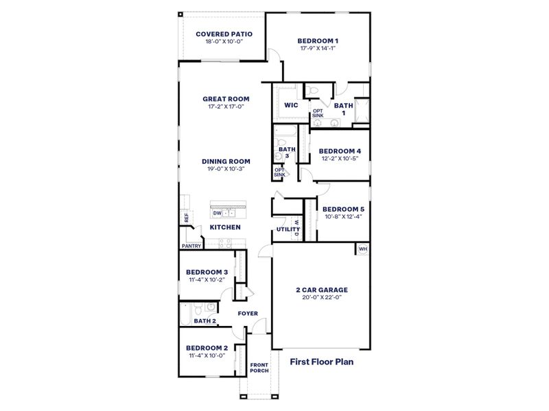 2D floor plan layout of this home in Remington, Buckeye, AZ (Image 1).