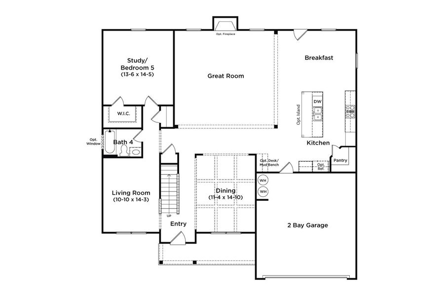 2D floor plan layout for the McKinley II by DRB Homes in Northcroft, Loganville, GA (Image 3).