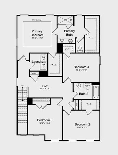 2D floor plan layout for the Denton by Taylor Morrison in Falls Creek, Flowery Branch, GA (Image 4).