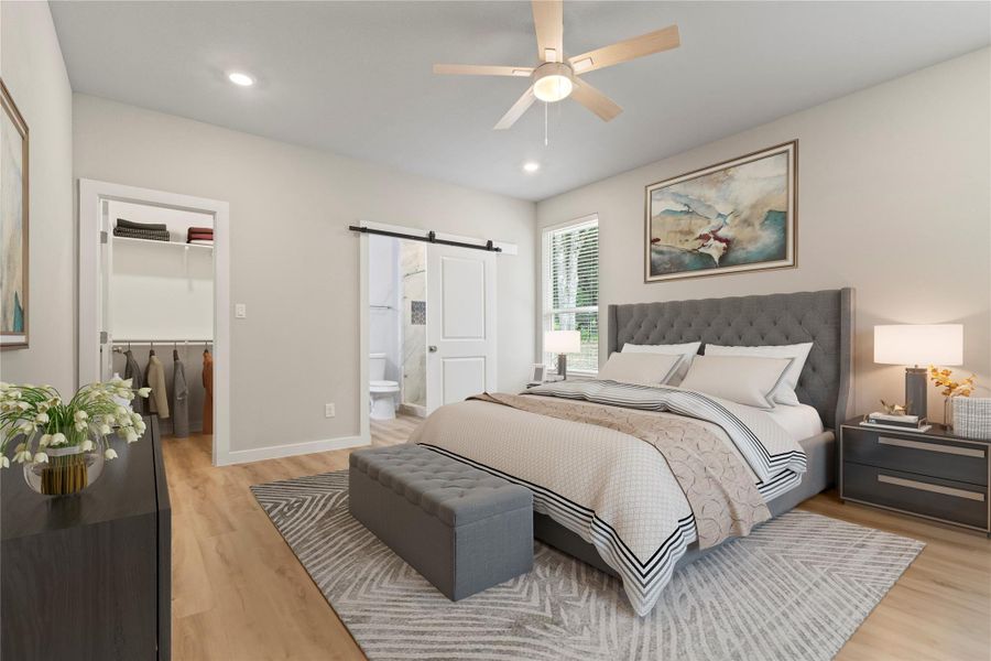 A stunning primary bedroom with abundant natural light, a spacious layout, a luxurious bath and shower, and ample closet space—designed for comfort and elegance. (virtually stage) A stunning primary bedroom with abundant natural light, a spacious layout, a luxurious bath and shower, and ample closet space—designed for comfort and elegance. (virtually stage)