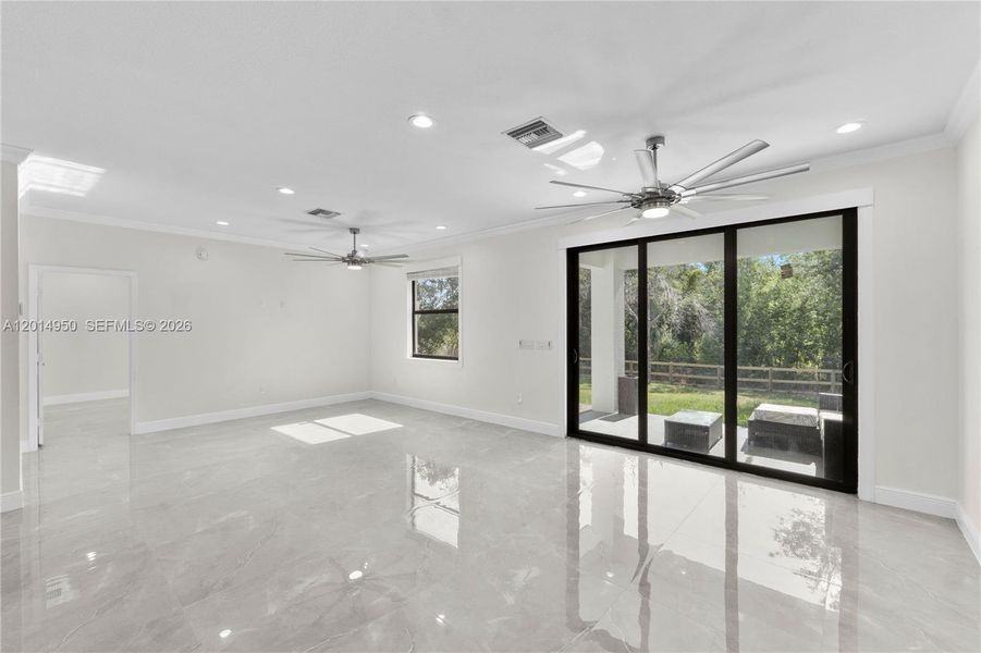 Spacious interior living area