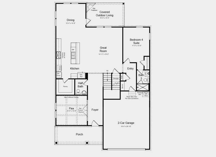 2D floor plan layout for the Provence by Taylor Morrison in Towson Village, Peachtree City, GA (Image 3).