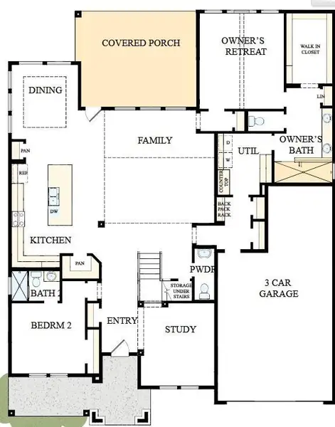 First floor offers 2 bedrooms down, high ceilings & large outdoor living!