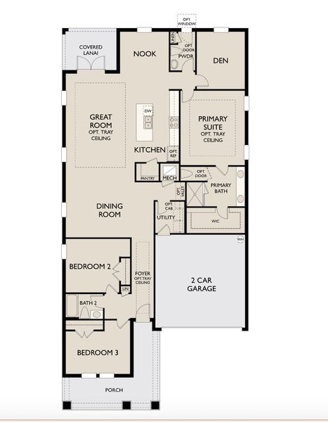 2D floor plan layout for the Plant by Ashton Woods in Oakfield Trails Traditional, Parrish, FL (Image 3).