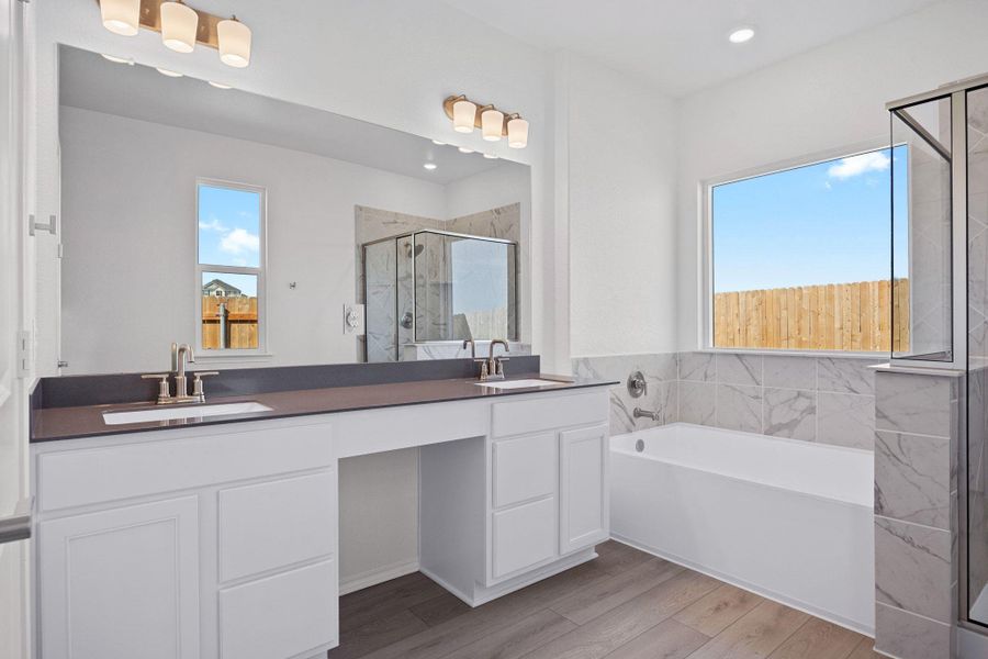 Furnished interior view inside a new home in Salerno - Classic Collection, Round Rock (Image 7). Furnished interior view inside a new home in Salerno - Classic Collection, Round Rock (Image 7).