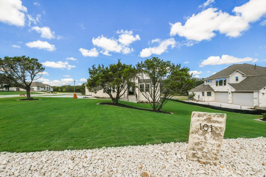 Exterior details and patio area of a home in ClearWater Ranch, Liberty Hill (Image 22). Exterior details and patio area of a home in ClearWater Ranch, Liberty Hill (Image 22).