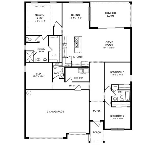 2D floor plan layout for the Cardinal by Meritage Homes in Crescent Lakes - Signature Series, Punta Gorda, FL (Image 3).