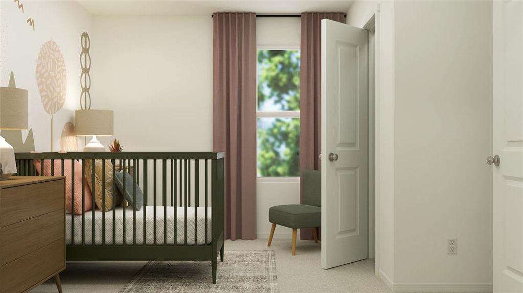 Bedroom with carpet floors