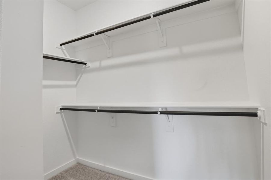 Spacious closet featuring light carpet Spacious closet featuring light carpet