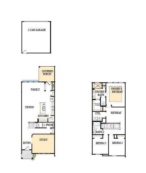 2D floor plan layout of this home in North Creek Village, Huntersville, NC (Image 2).