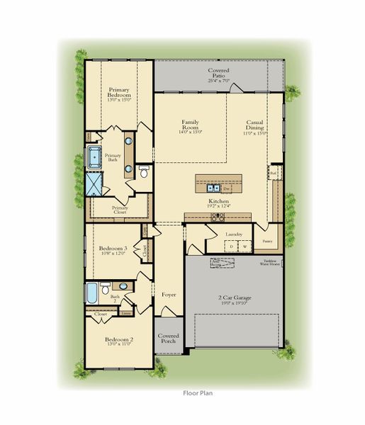 2D floor plan layout for the 4101 by Risland Homes in Wildflower Ranch, Justin, TX (Image 3). 2D floor plan layout for the 4101 by Risland Homes in Wildflower Ranch, Justin, TX (Image 3).