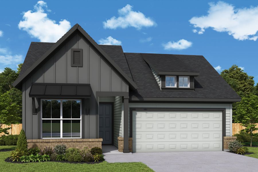Representative exterior photo of a completed home built from the The Columbus by David Weekley Homes in Grange - Reserve Collection, Katy, TX (Image 21).